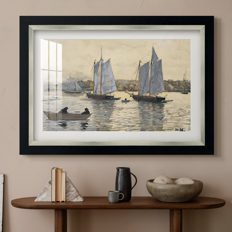 " Two Schooners, Gloucester " by Winslow Homer, 20x28 INNER SIZE, Framed Print with Mat