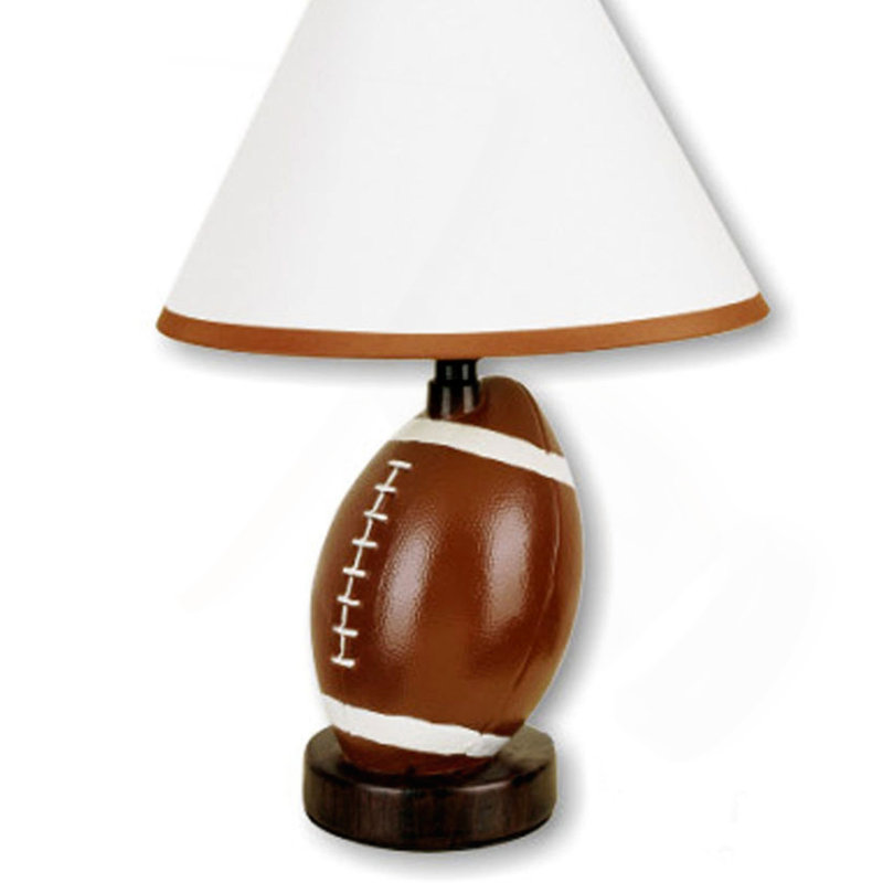 Lampe de table haute en céramique 13,5 po de forme football, abat-jour en lin