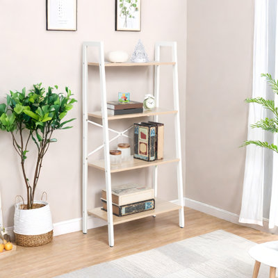 Industrial 4-tier Bookshelf, Freestanding Rustic Display Bookcase Storage Rack Shelf Plant Stand For Living Room Home Office