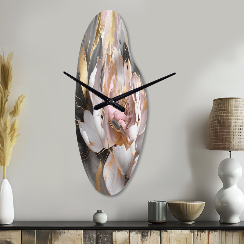 Zee - Sculpture d'horloge murale en forme de rose, Moyenne
