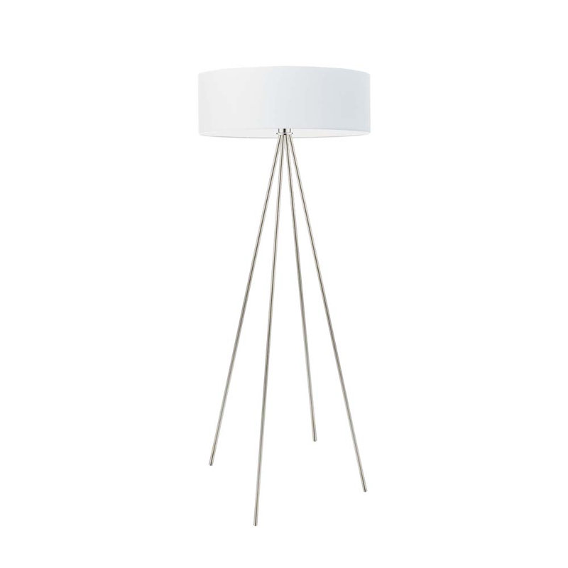 Arnesha 157cm Traditional Floor Lamp, White, Brushed Steel