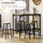 Ensemble de table de bar 5 pièces, hauteur de comptoir, plateau en bois brun rustique, structure en métal noir, 4 tabourets de bar. Ensemble de repas/pub gain d'espace idéal pour une petite cuisine, un appartement ou un coin repas.
