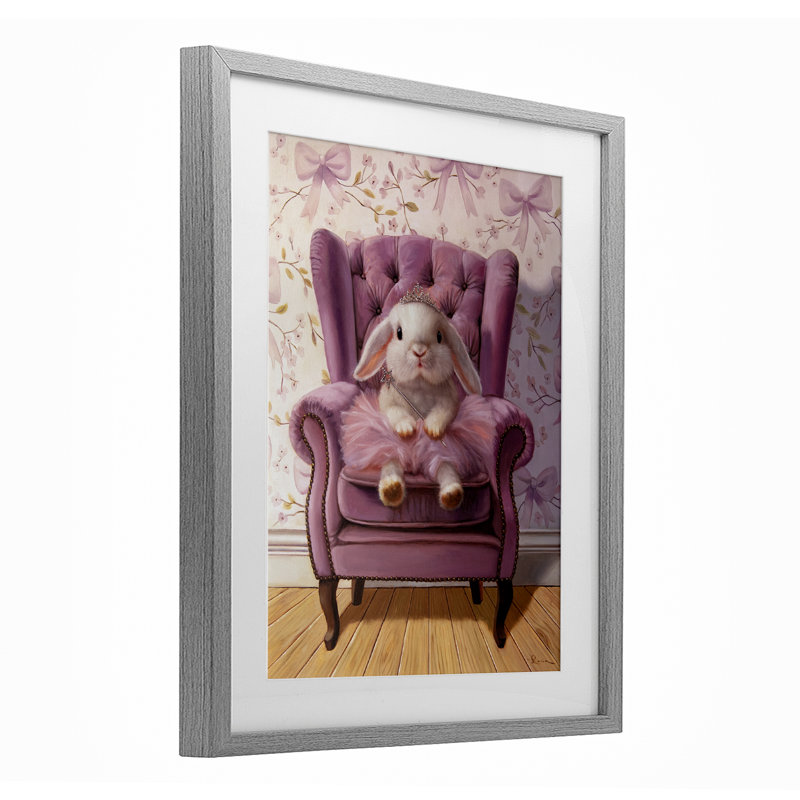 «Pink Princess Tutu Bunny», reproduction sous verre encadrée, design par Lucia Heffernan, H 21 po x l 17 po