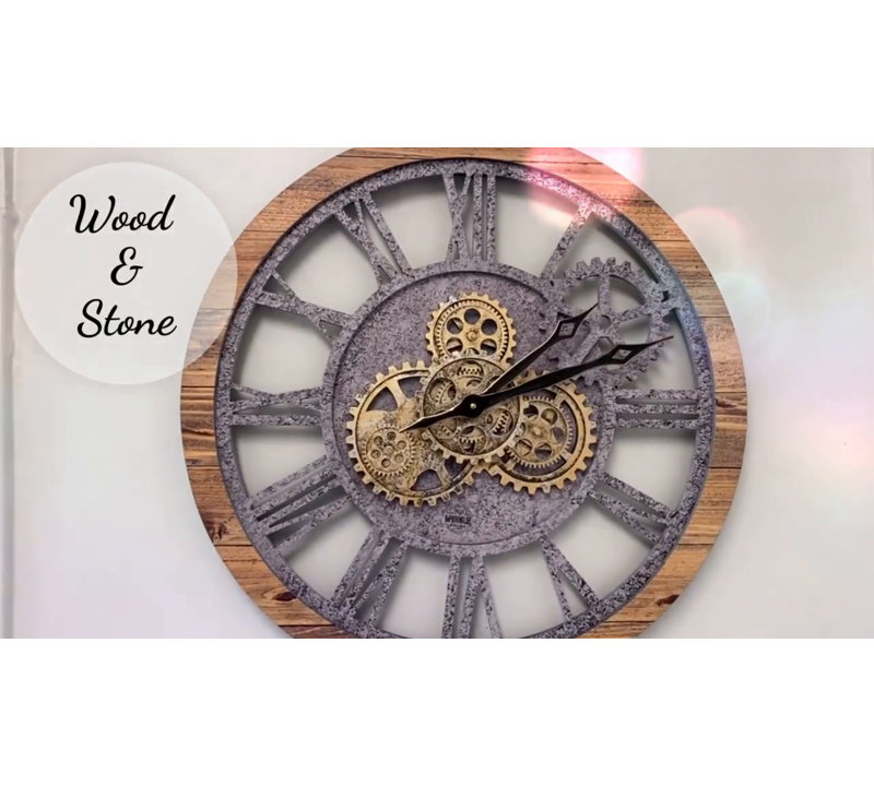 Oversized Grey and White Industrial Gear Wall Clock
