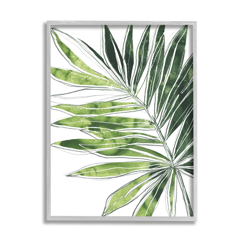 Dessin au trait de palmier tropical vert, Estampe numérique Farmhouse, H 20 po x l 16 po