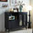 Black Solid Wood + Tempered Glass Sideboard