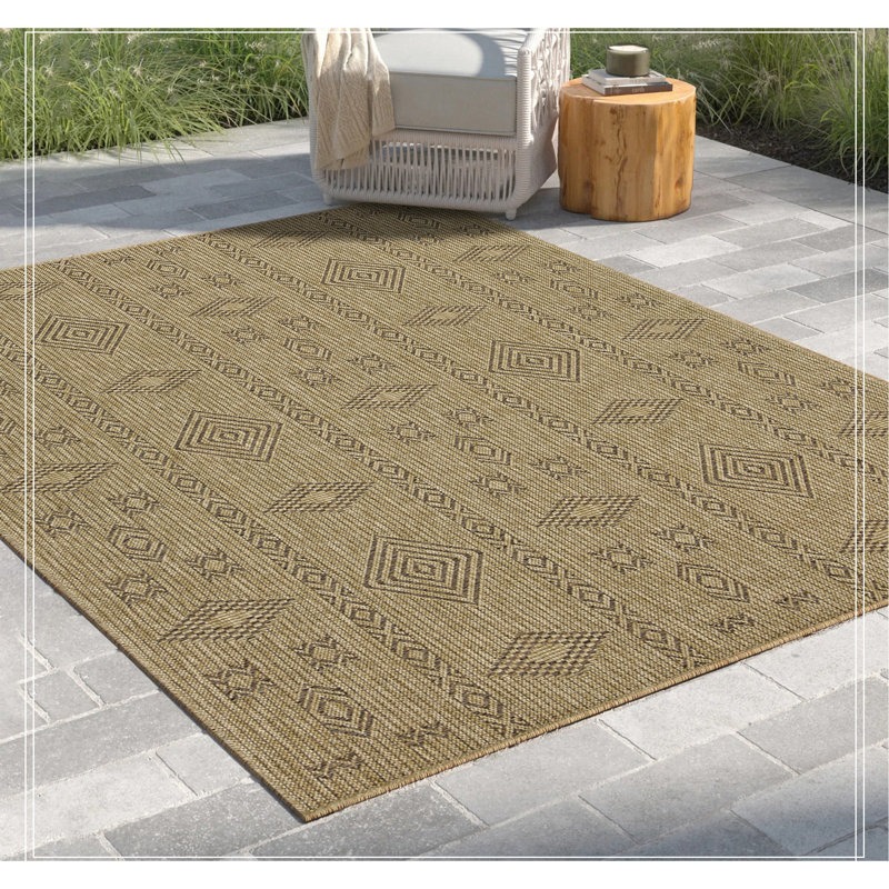 Jute/Mocha Indoor/Outdoor Area Rug, Rectangle 5'3" x 7'3"