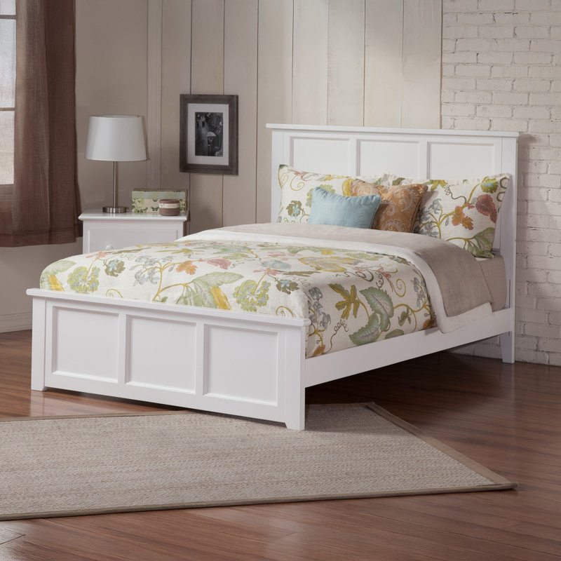 Marshallville Solid Wood Low Profile Platform Bed with Matching Footboard, Queen, White
