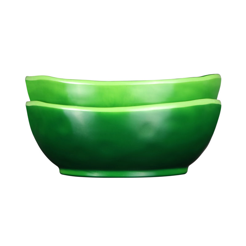 Maya 6" Melamine Irregular Round Bowl, Green