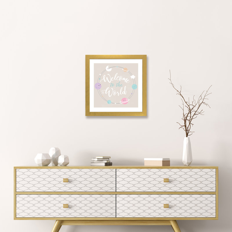 «Baby Beyond Cute II» par Angela Nikeas - impression d'art graphique, H 16 po x l 16 po x p 1 po, Papier encadré doré, Blanc