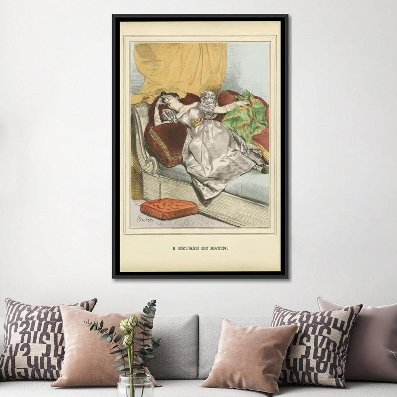 « rétro femme ad ii », impression sur toile, H 26 po x l 18 po x P 1,5 po, Toile avec cadre noir, Pas de tapis