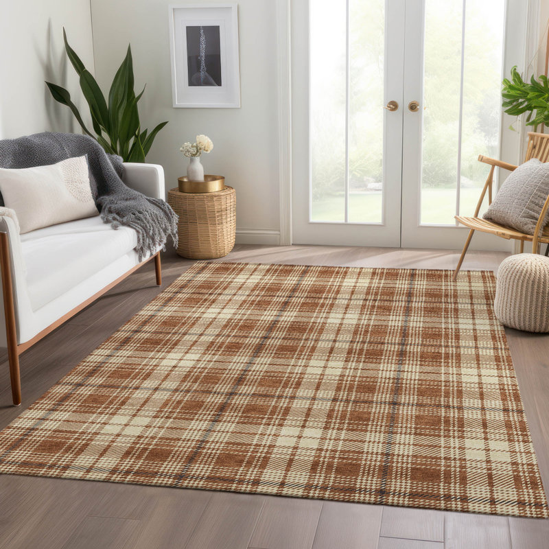 Tapis écossais de qualité supérieure lavable à la machine Lyndhurst AMF993, Rectangle 10 pi x 14 pi