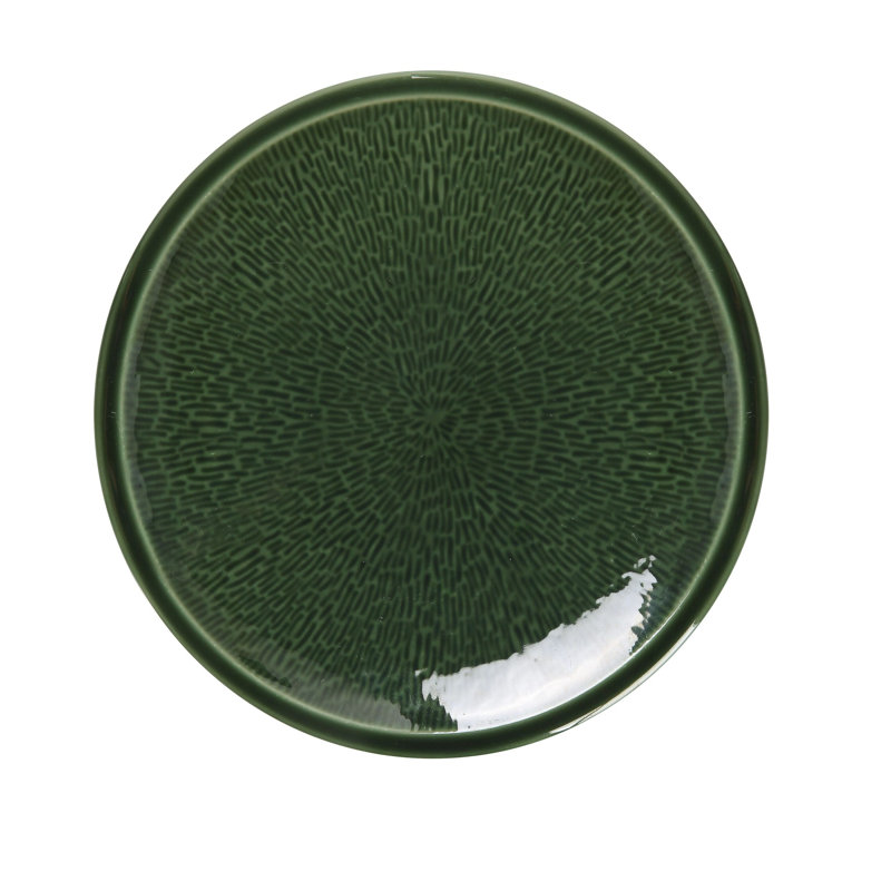 Assiette ronde en porcelaine Yanco Green Gem
