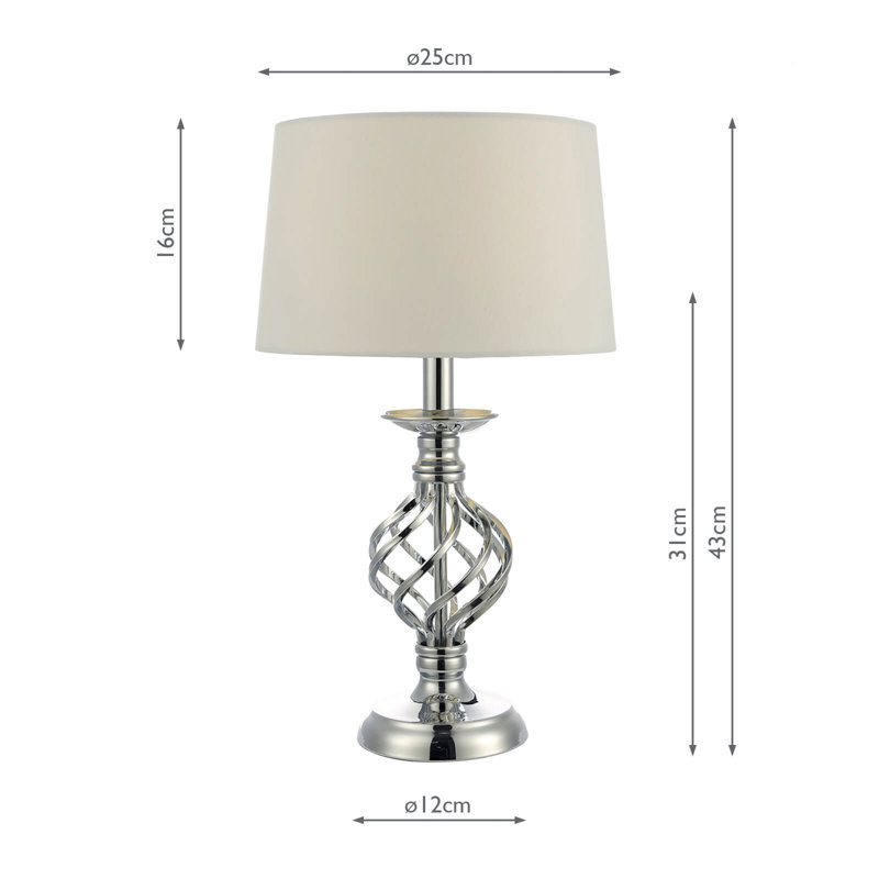 Estelle Metal Table Lamp, Polished Chrome/Ivory