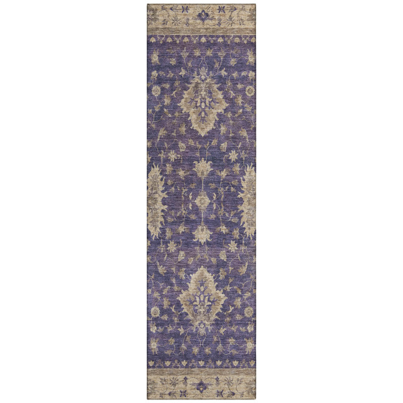 Machine Washable Indoor/Outdoor Xhevrie Purple Rug, Runner 2'3" x 7'6"
