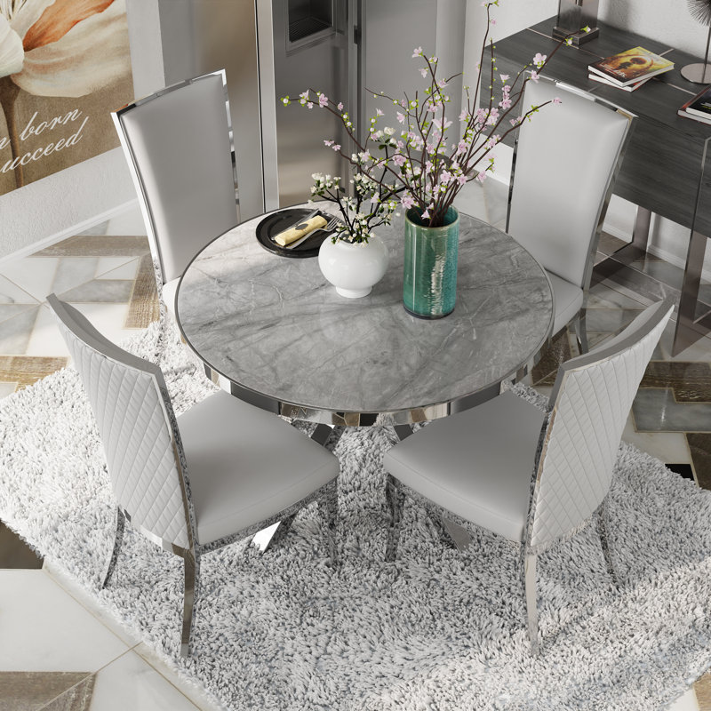 Maiti Round Metal Base Dining Table
