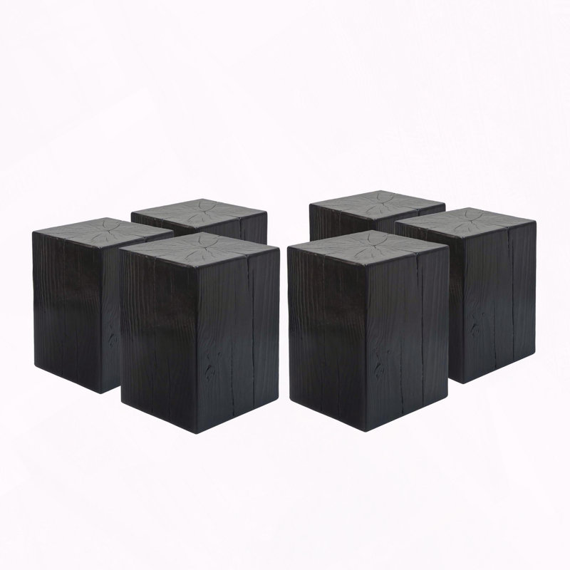 Wood-Look Square-Column MGO End Table,  Inches, Distressed Finish, Versatile For Indoor And Outdoor Use, Black