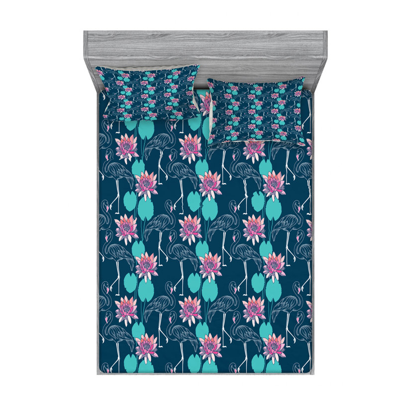 Ensemble de draps floral tropical, Ensemble de draps pour lit double avec un drap-hou