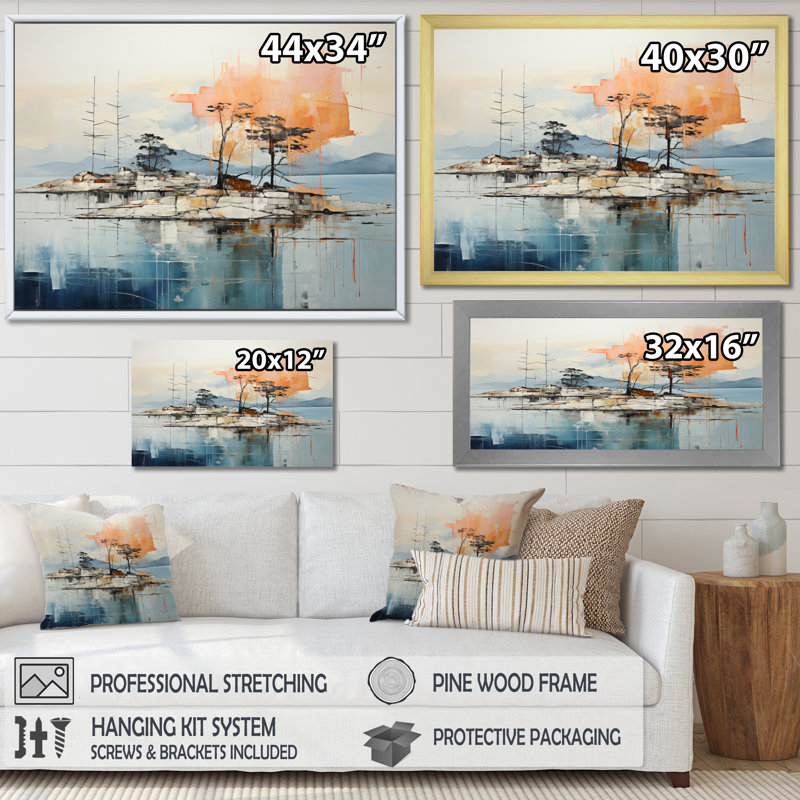 «Coastal Minimalisme Coastal Elegance», reproduction sur toile, Cadre photo argenté, H 34 po x l 44 po x P 1,5 po