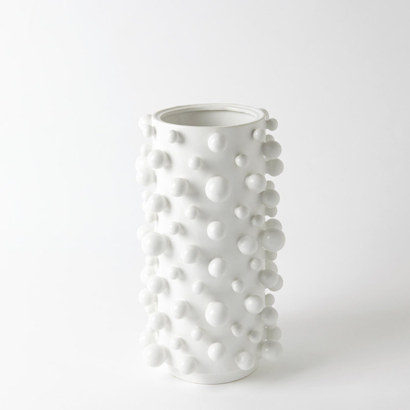 13.5" Ceramic Table Vase, Matte White