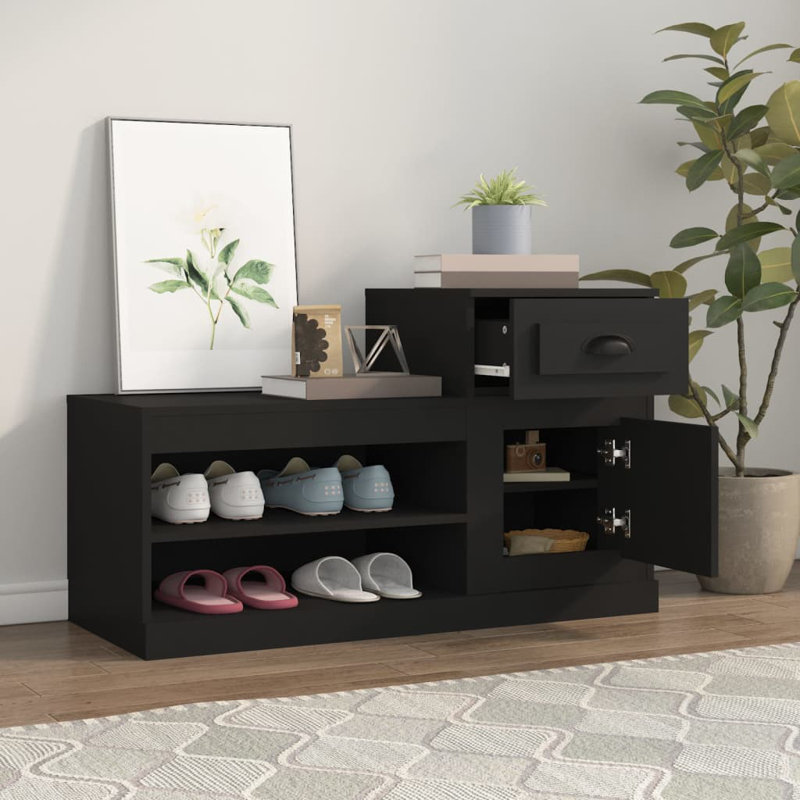 Menzen Shoe Storage Cabinet, Black