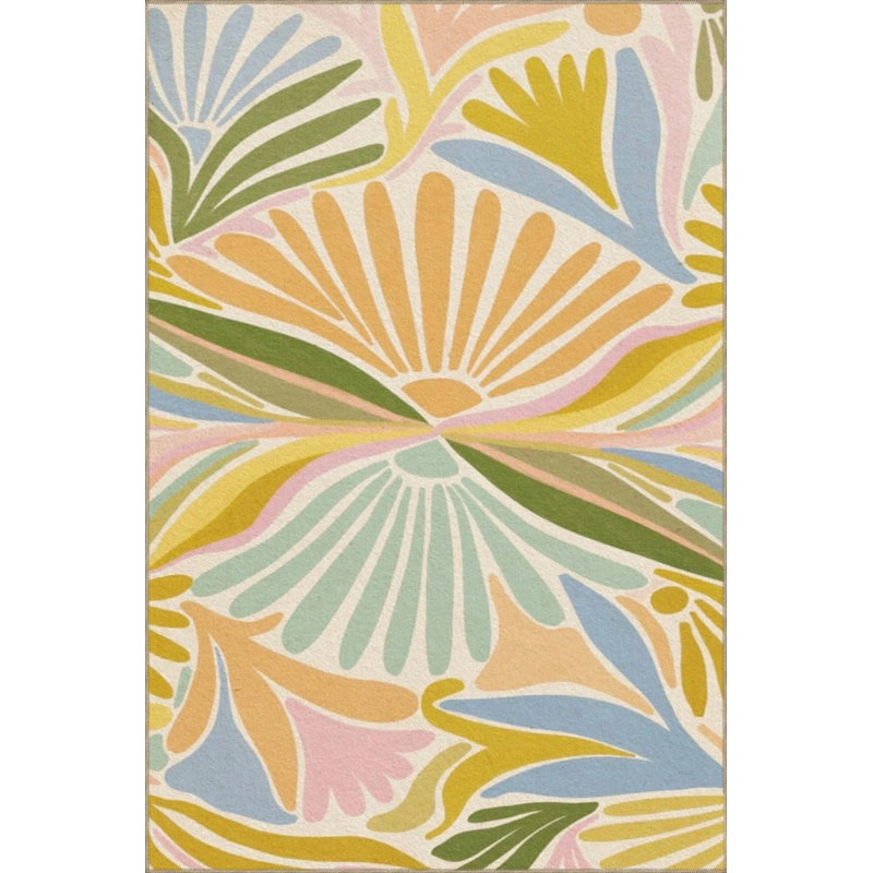 Lemon Patterned Woven Base Carpet, Round 4'