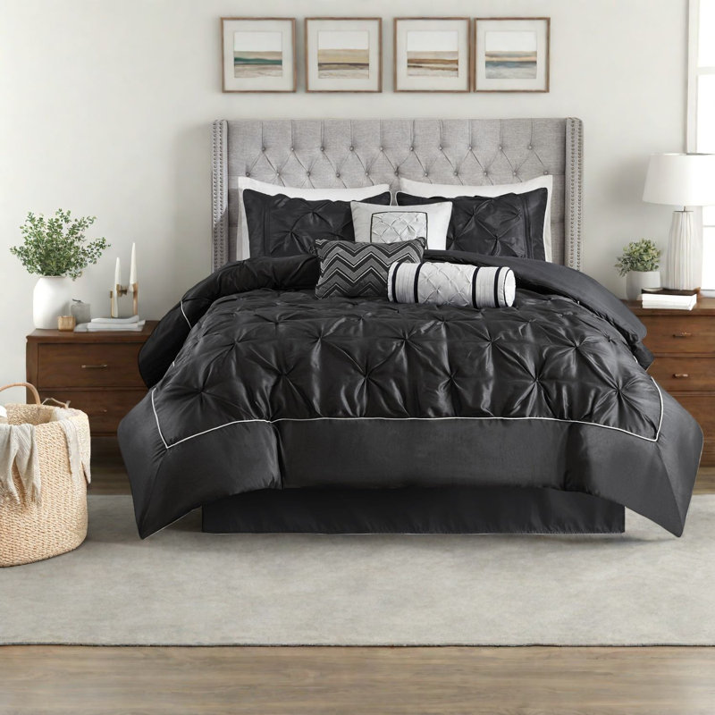Piece King Polyester Bedding Sets, Tufted Modern Style For Home