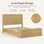 Cadre de lit à rangement hydraulique en chêne de grande taille, lit plateforme en bois à panneau arqué de style médiéval-moderne avec repose-pieds de rangement, boîte à ressorts non requise