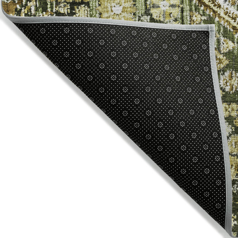 Tapis olive intérieur / extérieur lavable à la machine Xhevrie, Rectangulaire 8 pi x 10 pi