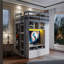 Lit mezzanine double avec tiroirs, tablettes et lumière - blanc-1332807401