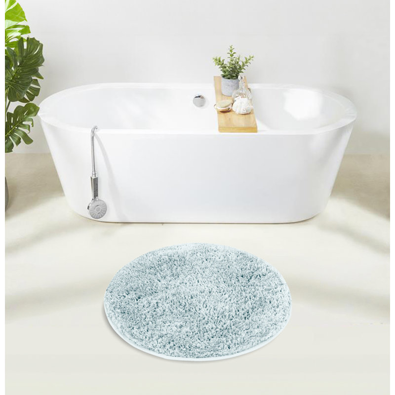 Better Trends 100% Polyester Bath Rug, Non-Slip TPR Backing 24" Round Bathroom Mat, Ultra-Soft Quick-Dry Machine Washable Absorbent Rug, Blue