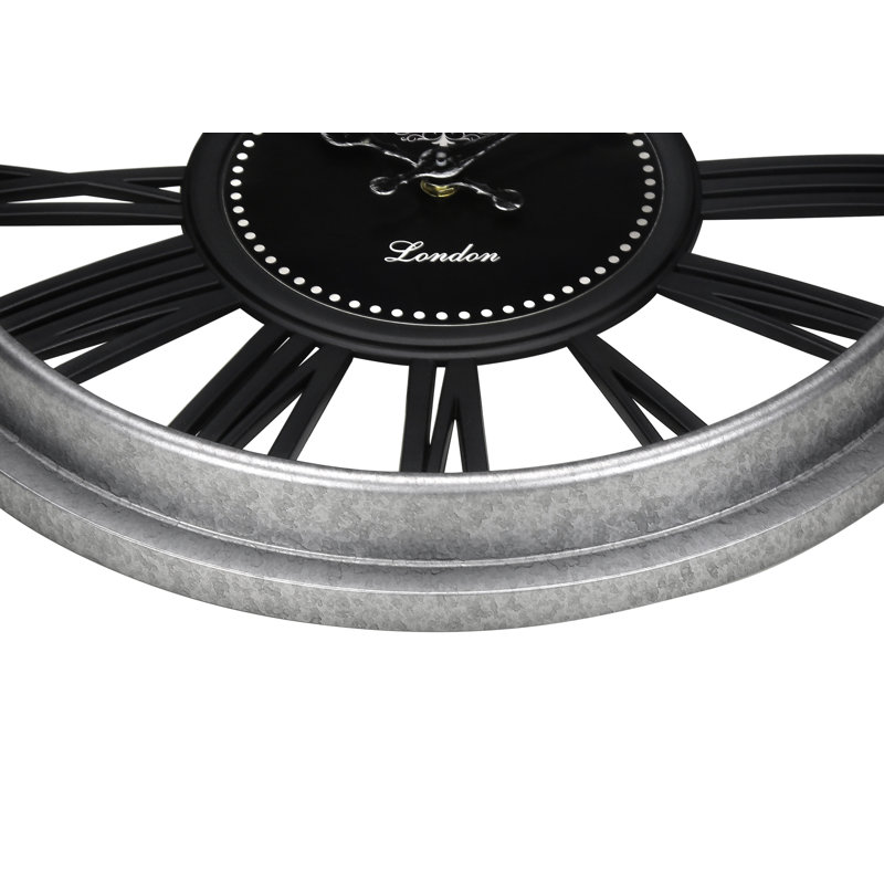 Horloge murale 16 ", argent et noir, transitionnel | Idée cadeau