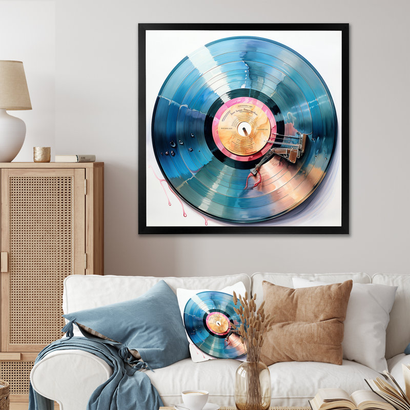 Vinyle, disques vinyle, reflets, Cadre photo noir simple, H 16 po x l 16 po x P 1 po