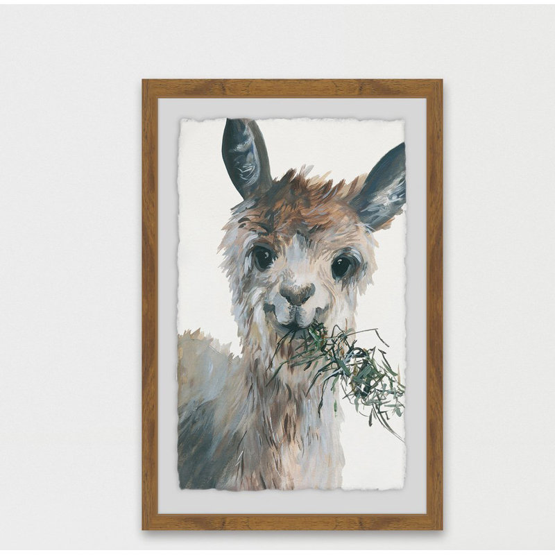 Munching Llama - Single Picture Frame Painting, 46 cm H x 30 cm W