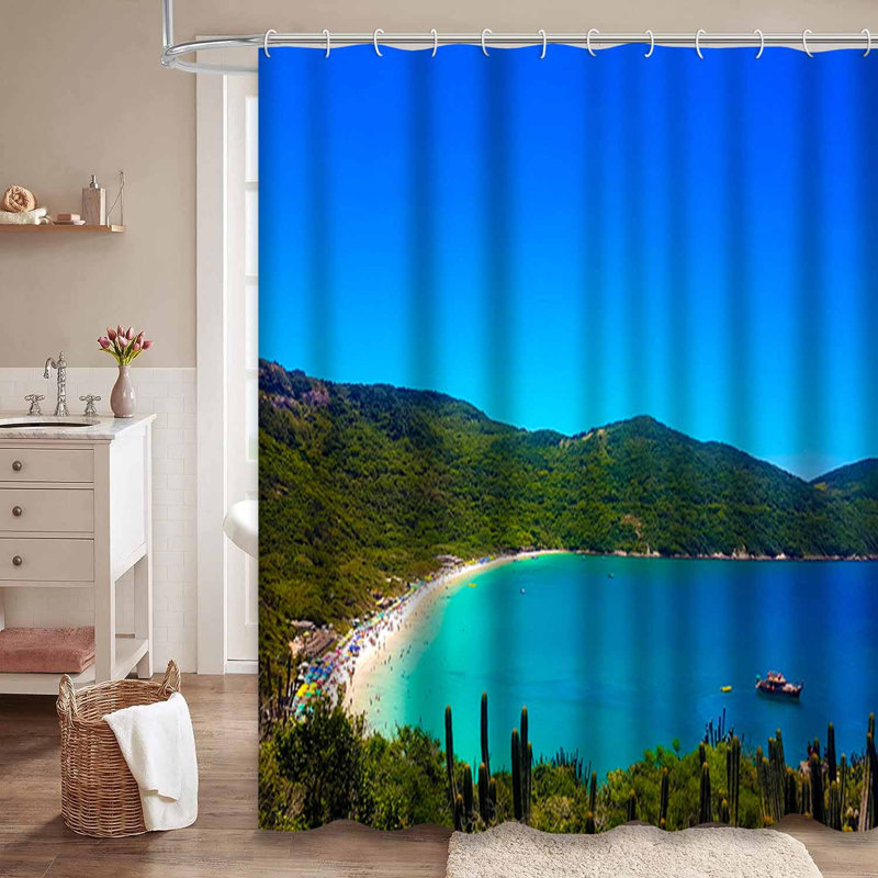 Rideau de douche à 12 crochets Beach Ocean, L 72 po x l 78 po