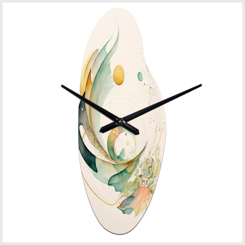Horloge murale spirale abstraite verte, Moyenne