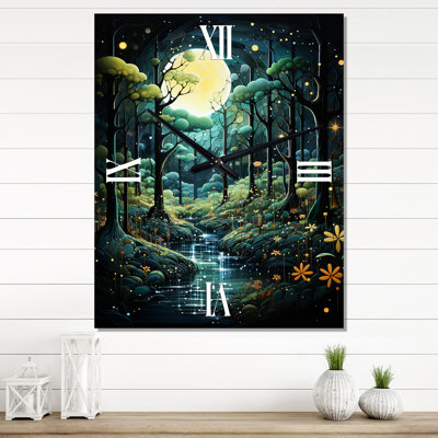 Forest Enchanted Forest Pointillism IV - Landscape & Nature Wall Clocks