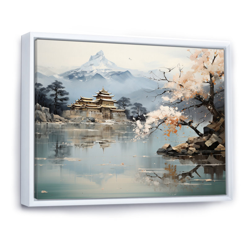 Asian Art Imperial Landscape II - Print, 30" H x 40" W, Floater Framed Print, White