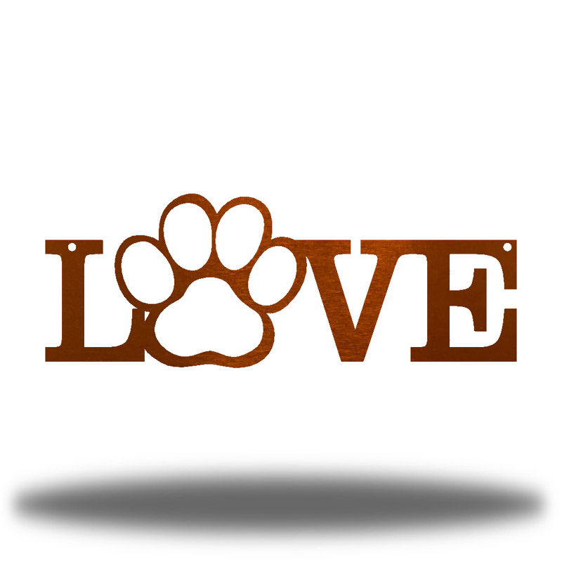 Décoration murale «Love Paw», Cuivre, H 8,75 po x l 24 po x P 0,01 po