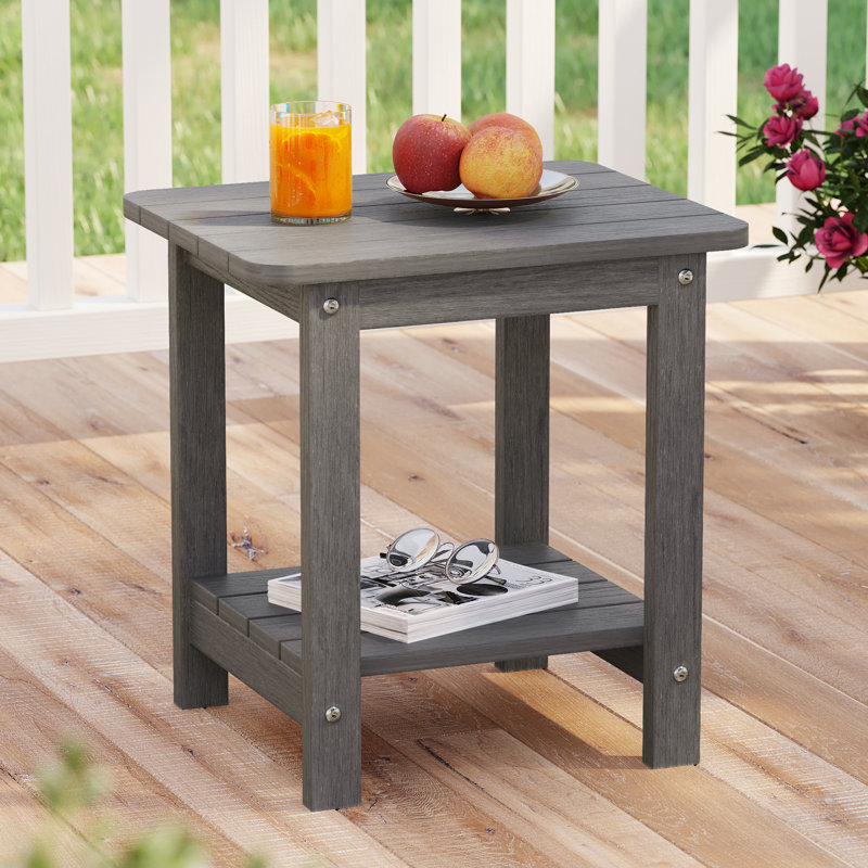 Patio Outdoor Adirondack Plastic/Resin Side Table Weather Resistant End Table, Dark Gray
