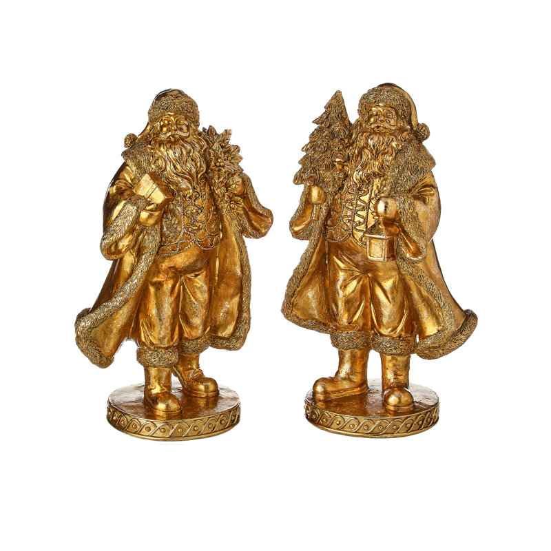 9" Resin Santa Set of 2