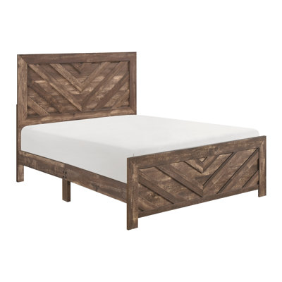 Lit à panneau grand contemporain blanc avec tête de lit à motif en V - Mobilier de chambre à coucher moderne en bois, lit dans une boîte