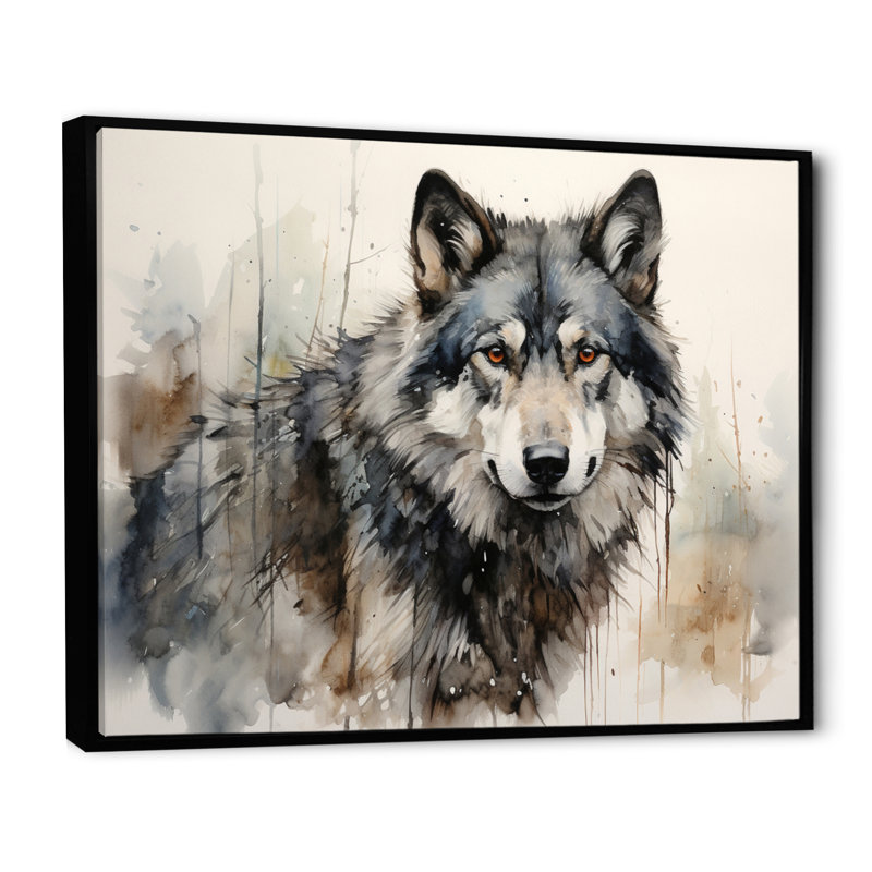 Wolf Lone Wanderer - Wolf Wall Decor, Black, 30" H x 40" W, Floater Framed Print