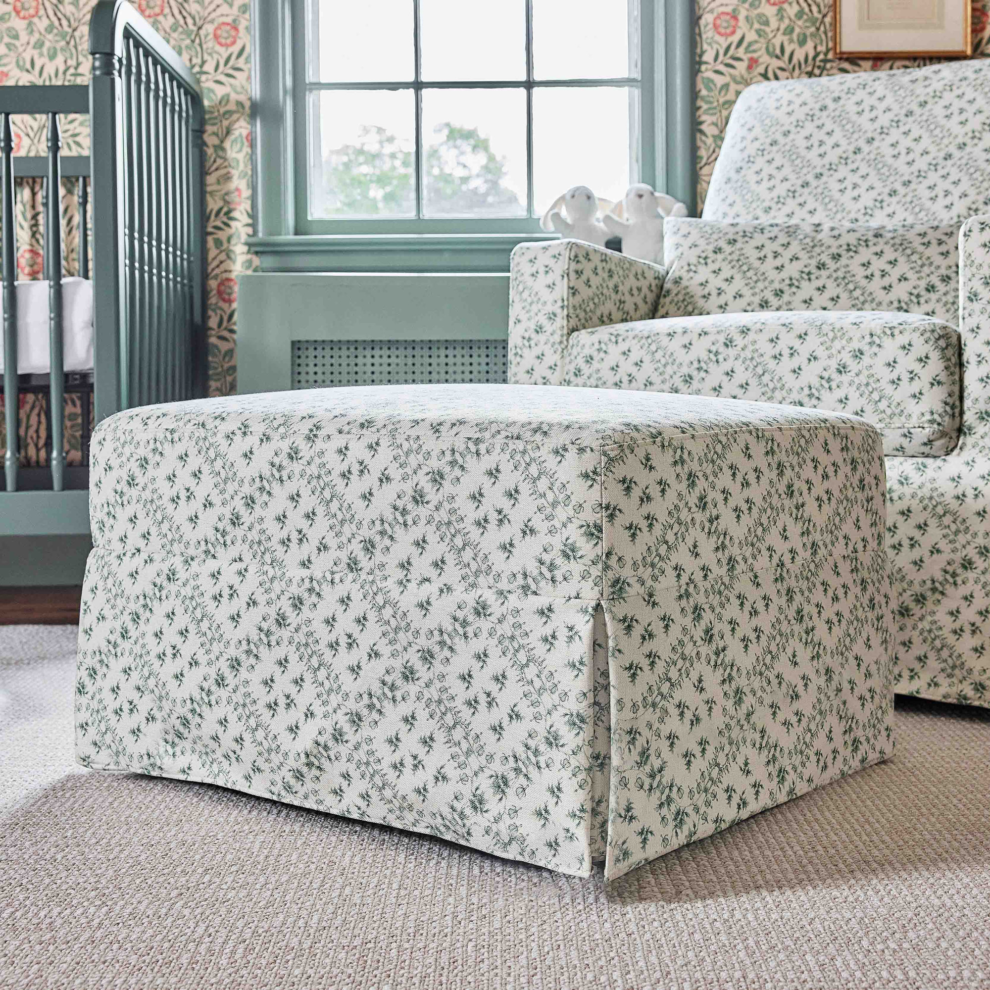 Crawford Upholstered Swivel Glider, Green