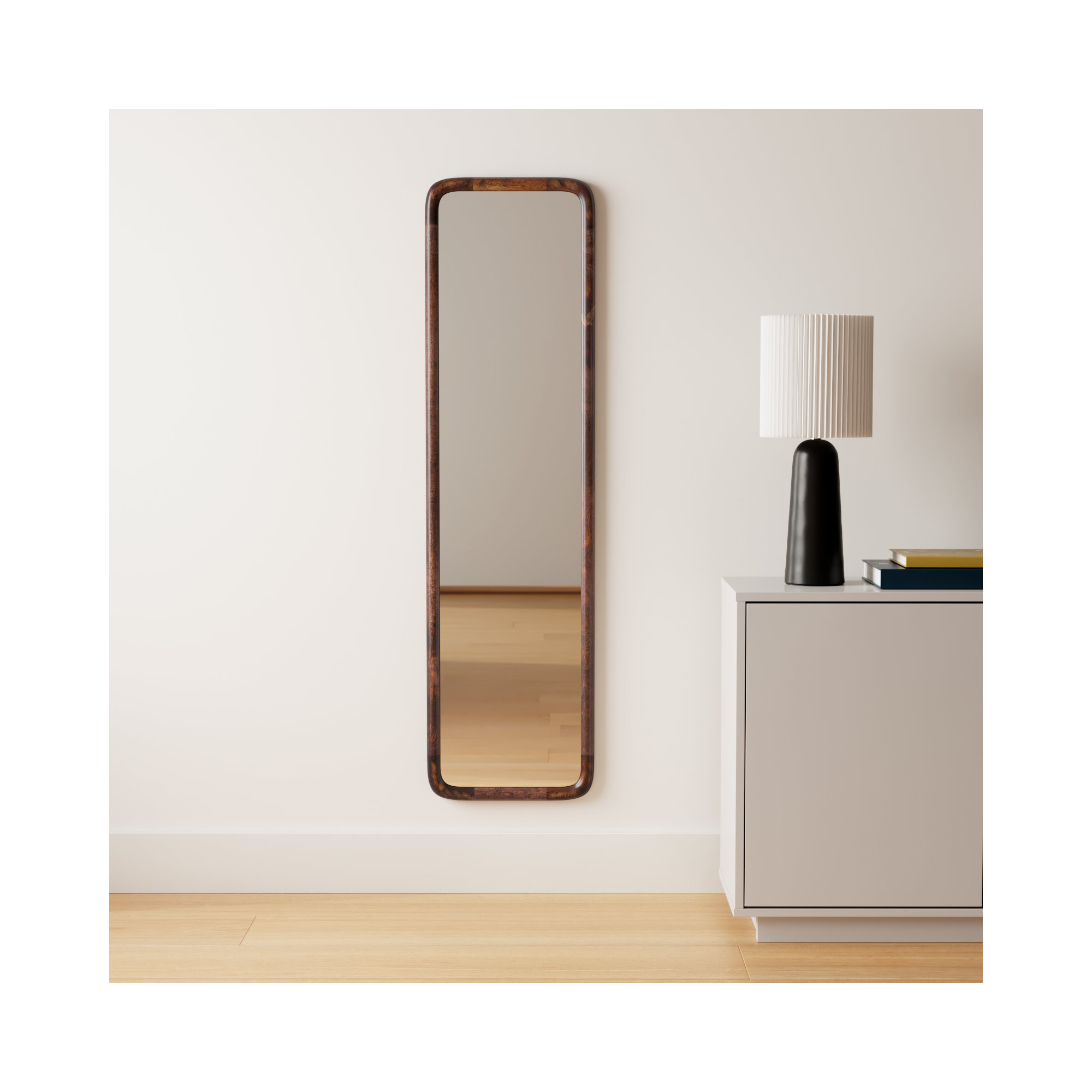 Aundra Solid Wood Mirror, Walnut