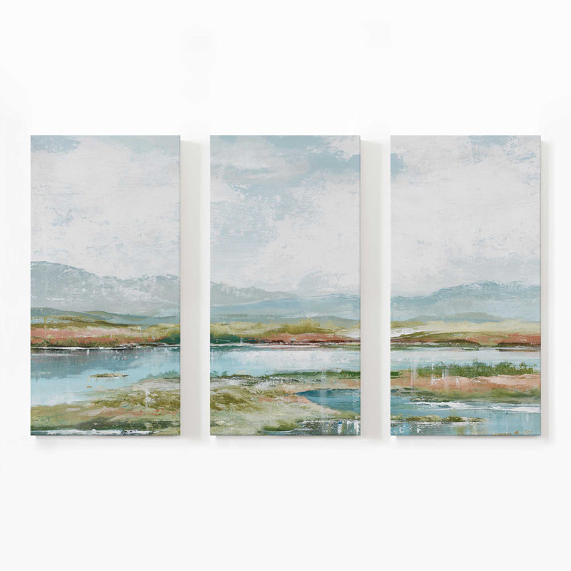 Délice de l'après-midi au bord du lac | Impression sur toile 3 panneaux, H 36 po x l 54 po