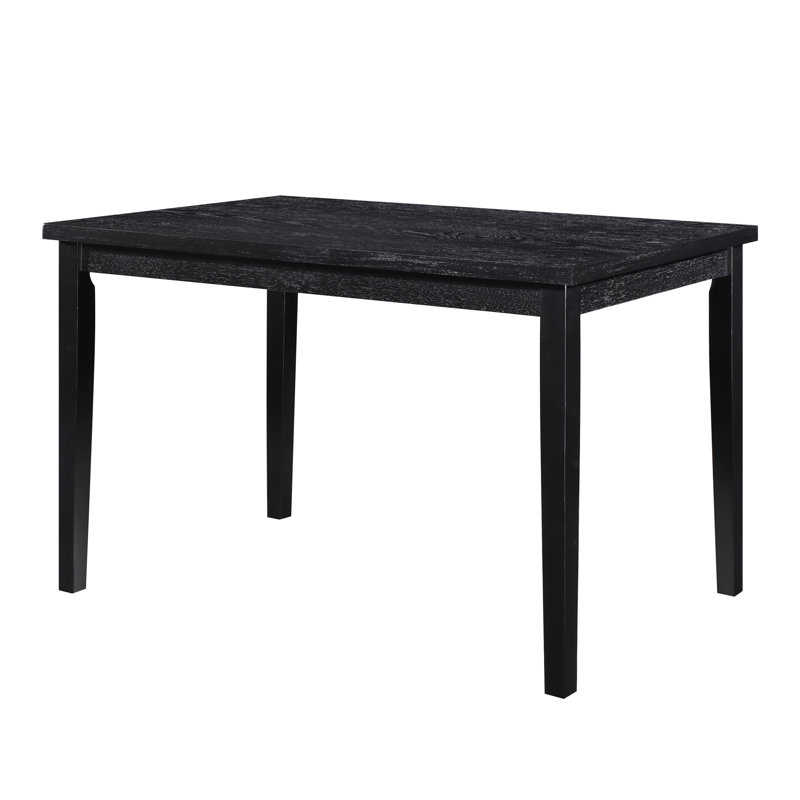 Table de salle à manger de style décontracté en placage de frêne au fini noir, fabriquée en bois, pouvant accueillir 4 personnes