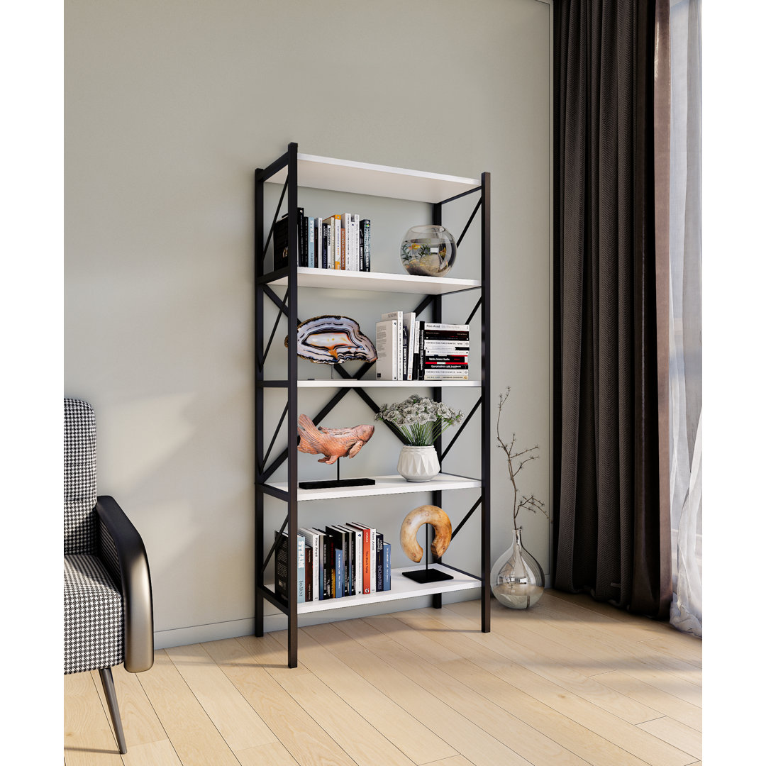 Addley 160cm H x 66cm W Metal Standard Bookcase