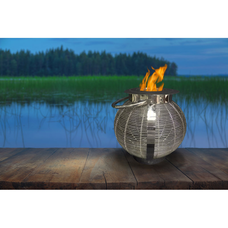 Polished Stainless Steel Gel Fuel Fire Pit Lantern