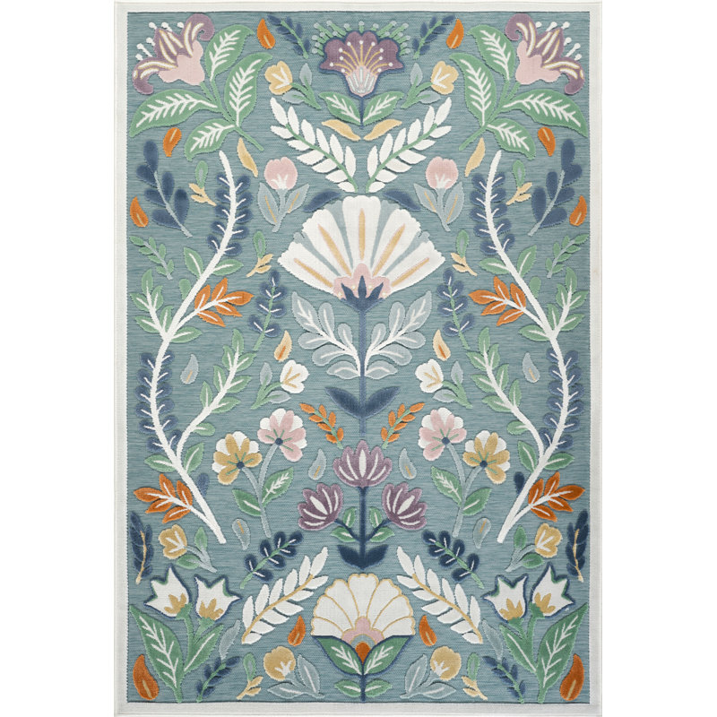 Tapis d'intérieur / extérieur à motif floral multicolore Abani Rugs Liburna, 4' x 6'